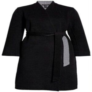 Eileen Fisher Women's Petite Large Charcoal Wool & Cashmere Coat